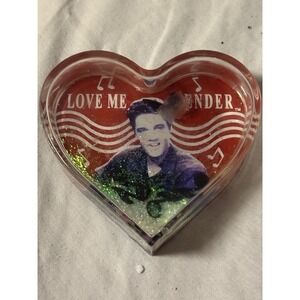 Elvis Presley Love Me‎ Tender Heart Paper Weight Glitter Music Notes